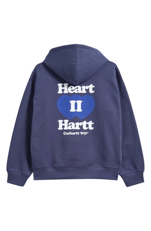 Carhartt Work In Progress Heart Ii Hartt Zip-up Graphic Hoodie In Blue
