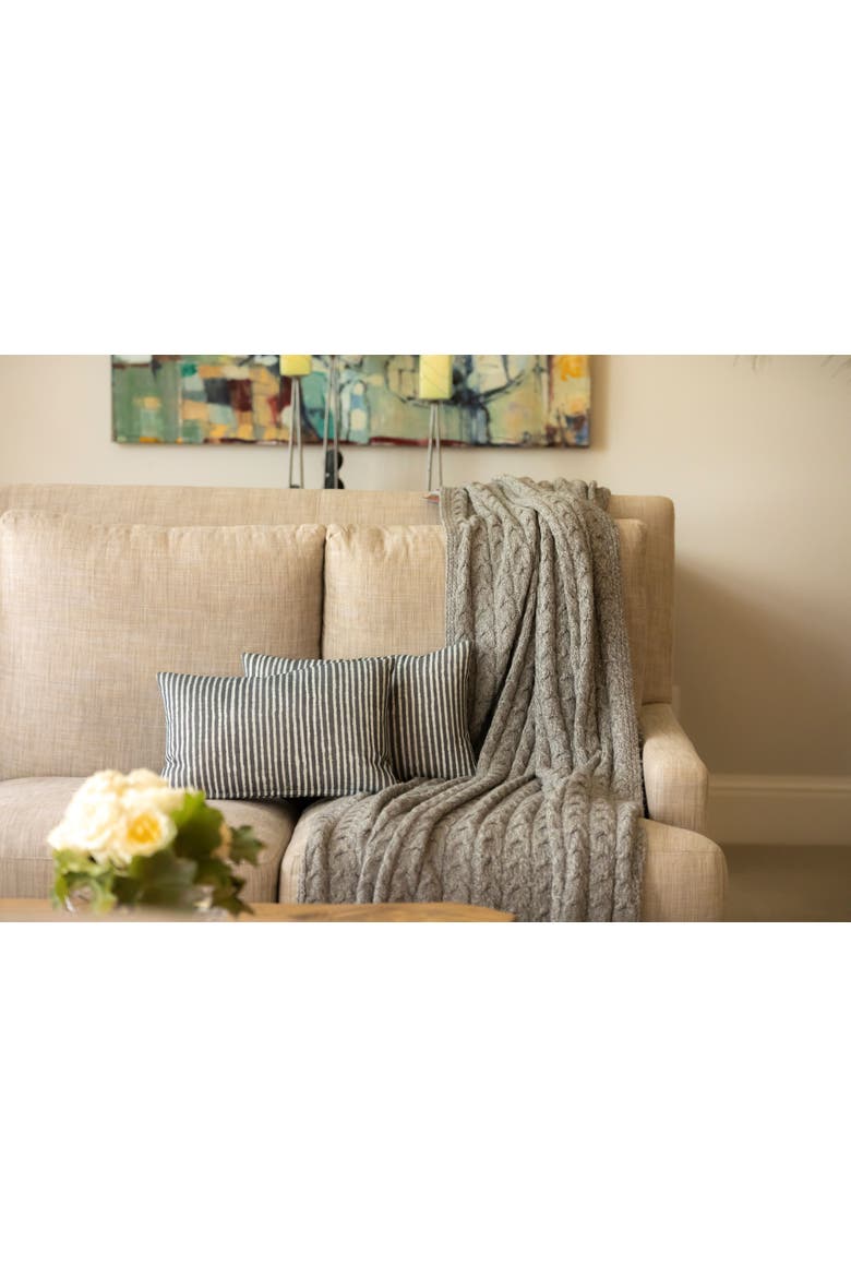 Handloomed Muru Collection - Luxurious Artisan Weaver Peruvian Pima Cotton & Undyed Baby Alpaca Super Soft Cable Blanket, Alternate, color, Graphite