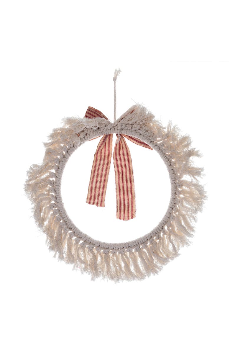 Transpac Sand Christmas Macrame Wreath Modern Floral Wreath for Decor, Alternate, color, White