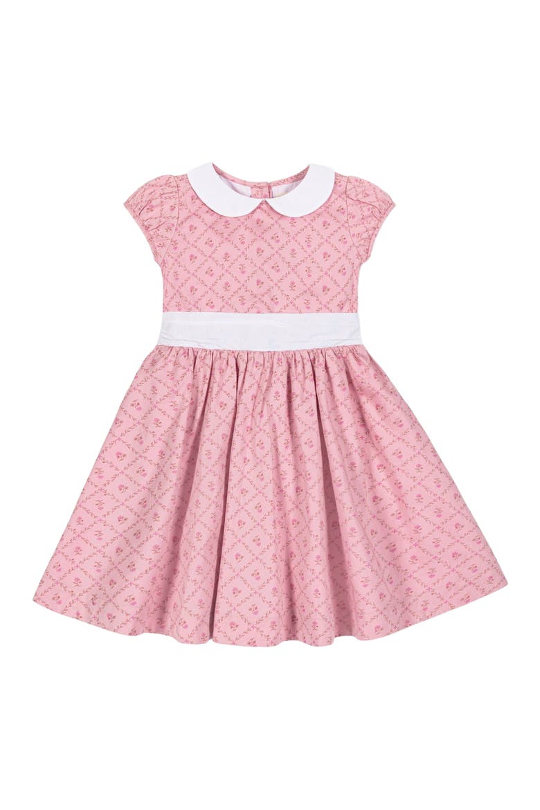 Baby Girls' Organic Sateen Peter Pan Collar Dress, Infant, Main, color, Pink Lattice Floral