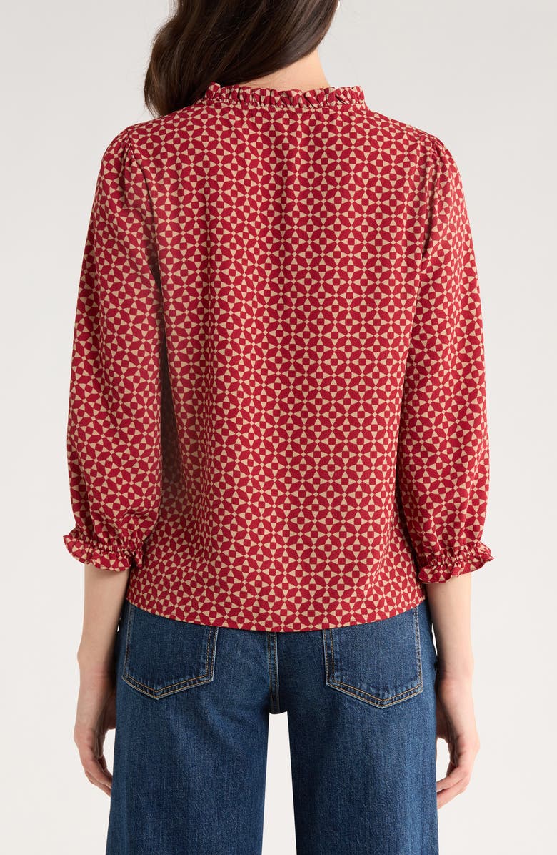 CeCe Print Front Button Top, Alternate, color, 