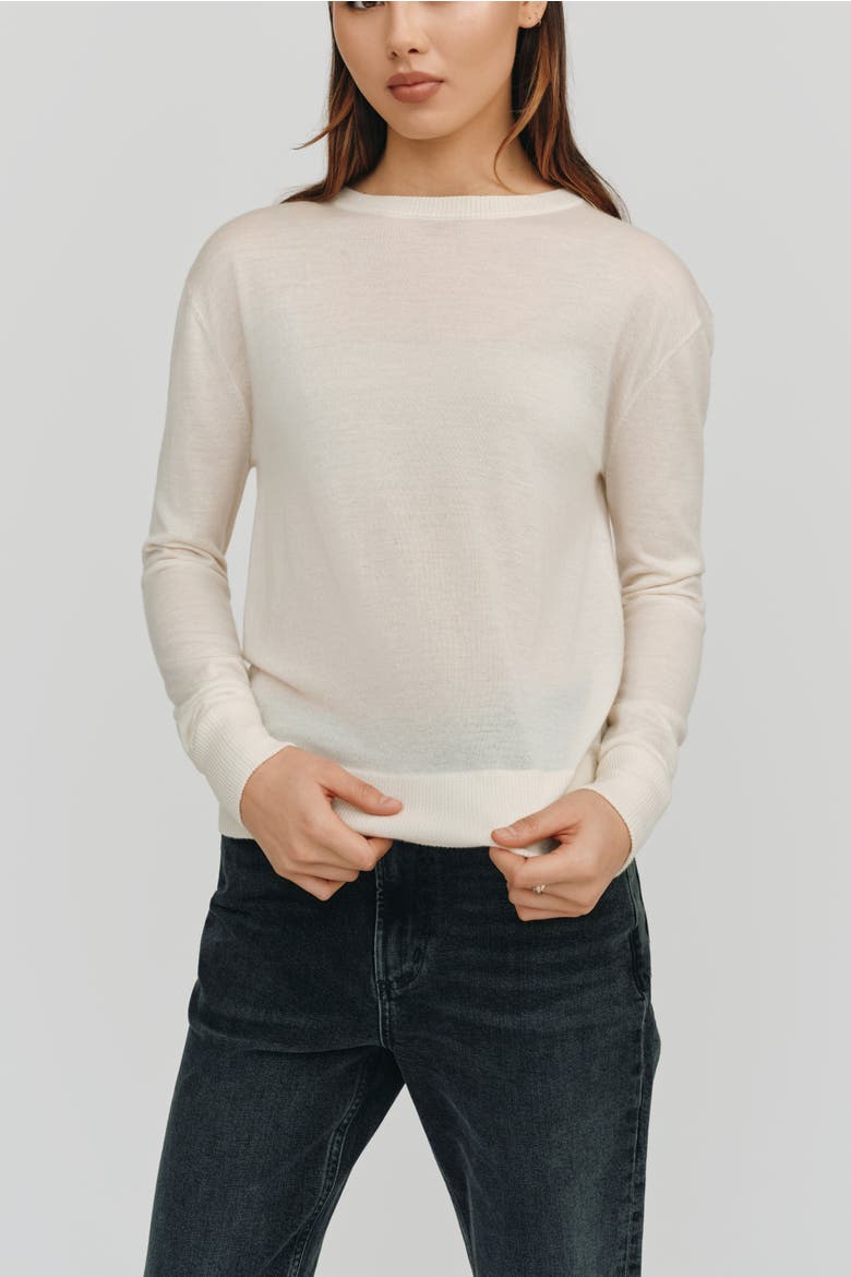 Marguerite Paper Thin Cashmere Sweater, Alternate, color, Oatmeal