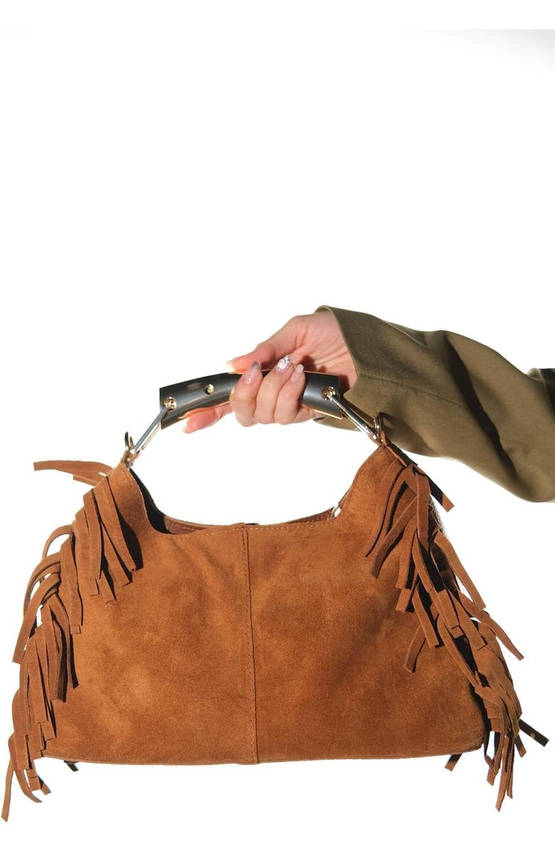 Forever & Always Shoes Astren Leather Shoulder Bag, Main, color, Cognac Suede Leather