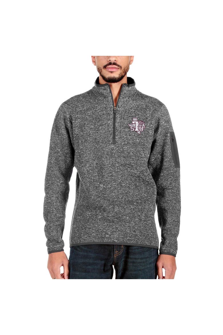 Men's Antigua Charcoal Texas Southern Tigers Big & Tall Fortune Quarter-Zip Pullover Jacket, Main, color, Charcoal