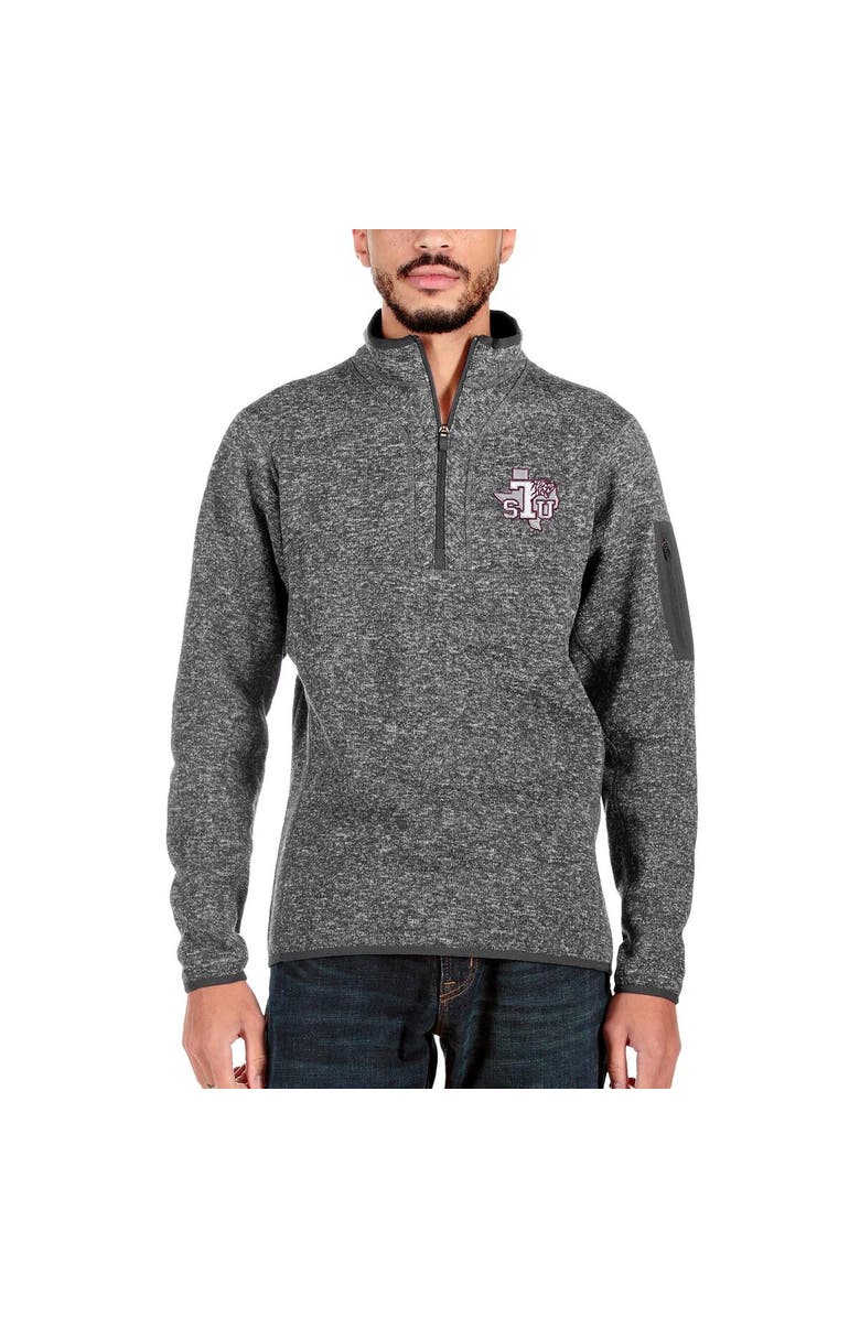 ANTIGUA Men's Antigua Charcoal Texas Southern Tigers Big & Tall Fortune Quarter-Zip Pullover Jacket, Main, color, 
