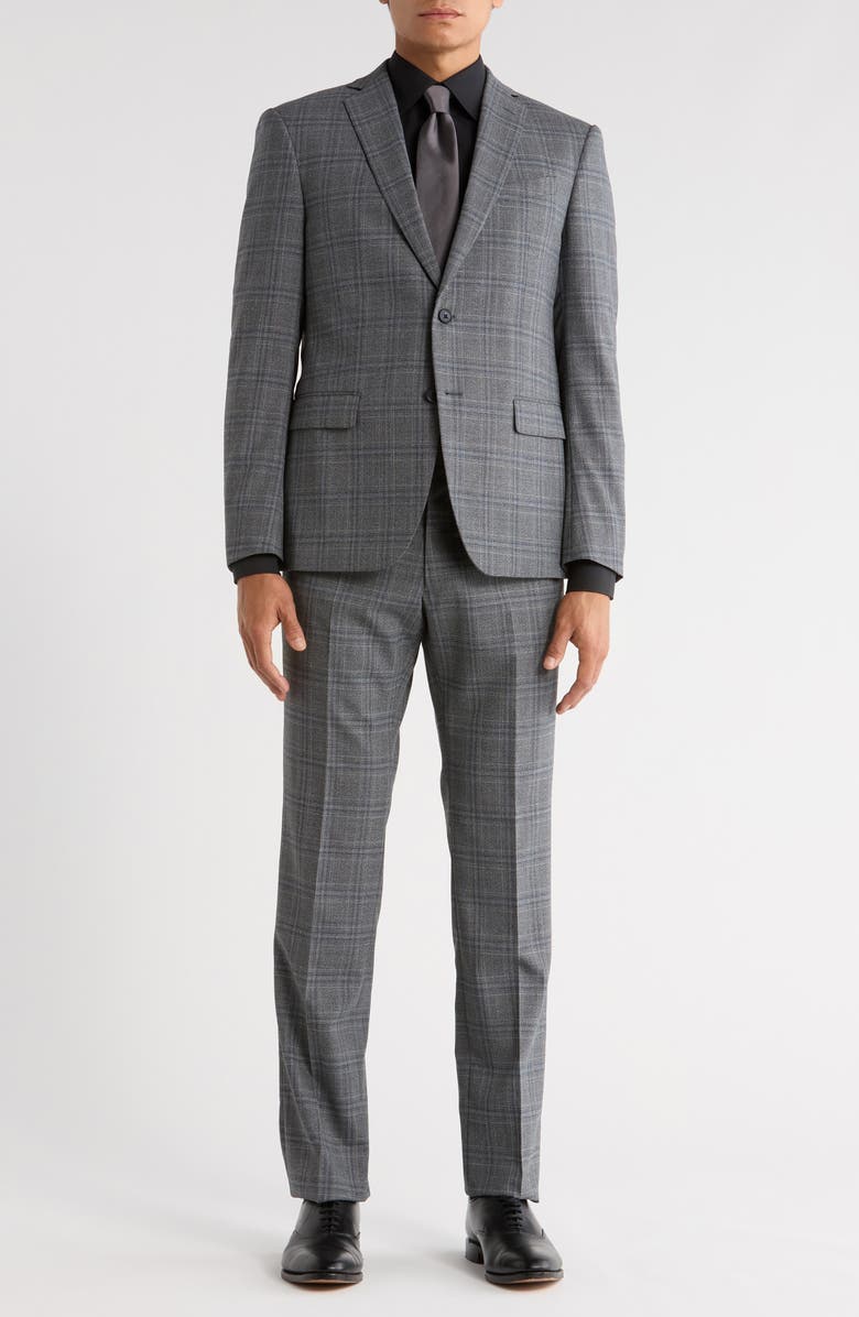 John Varvatos Star USA Plaid Wool Blend Suit, Main, color, Charcoal