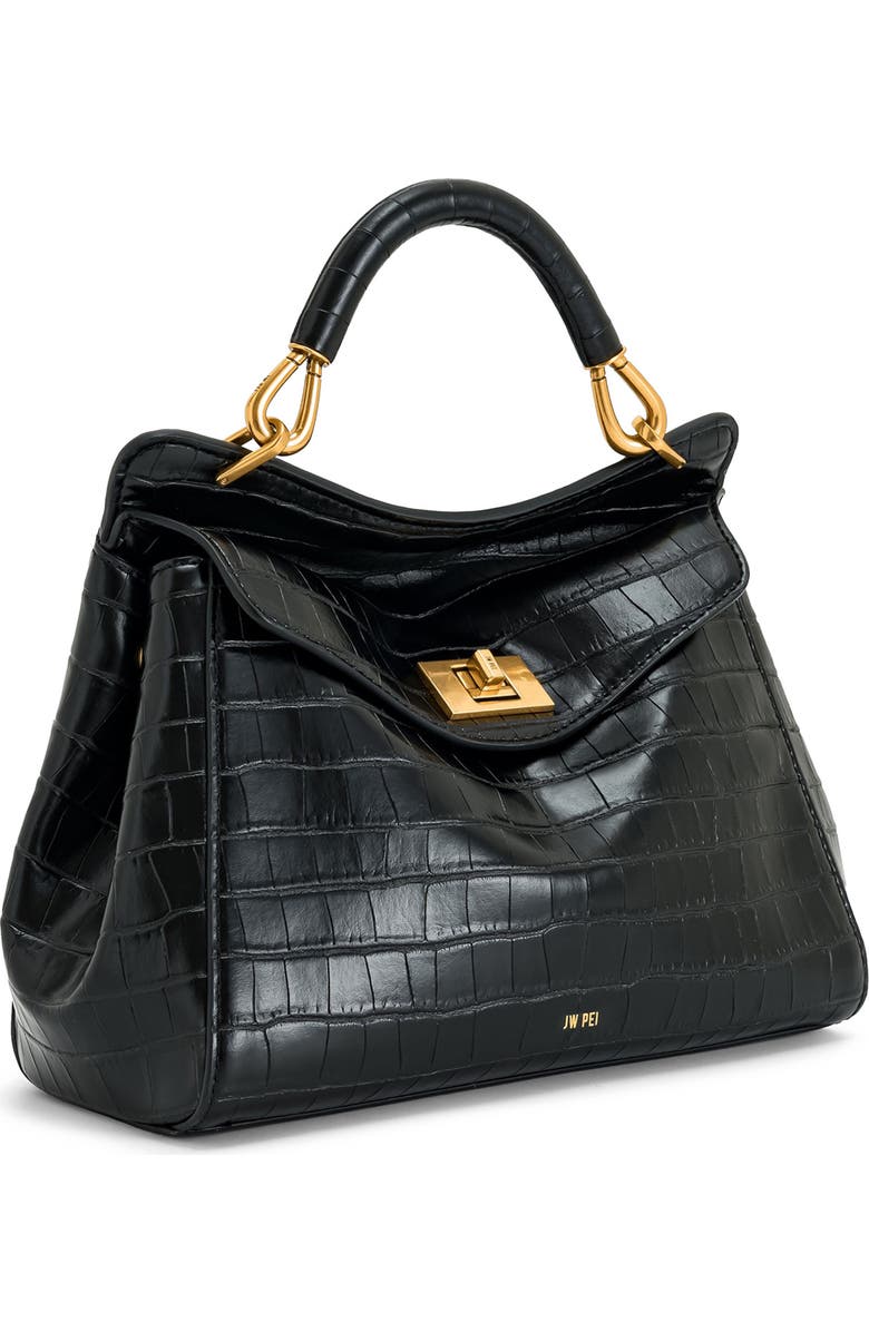 JW PEI Lucia Faux Leather Top Handle Bag, Alternate, color, Black Croc