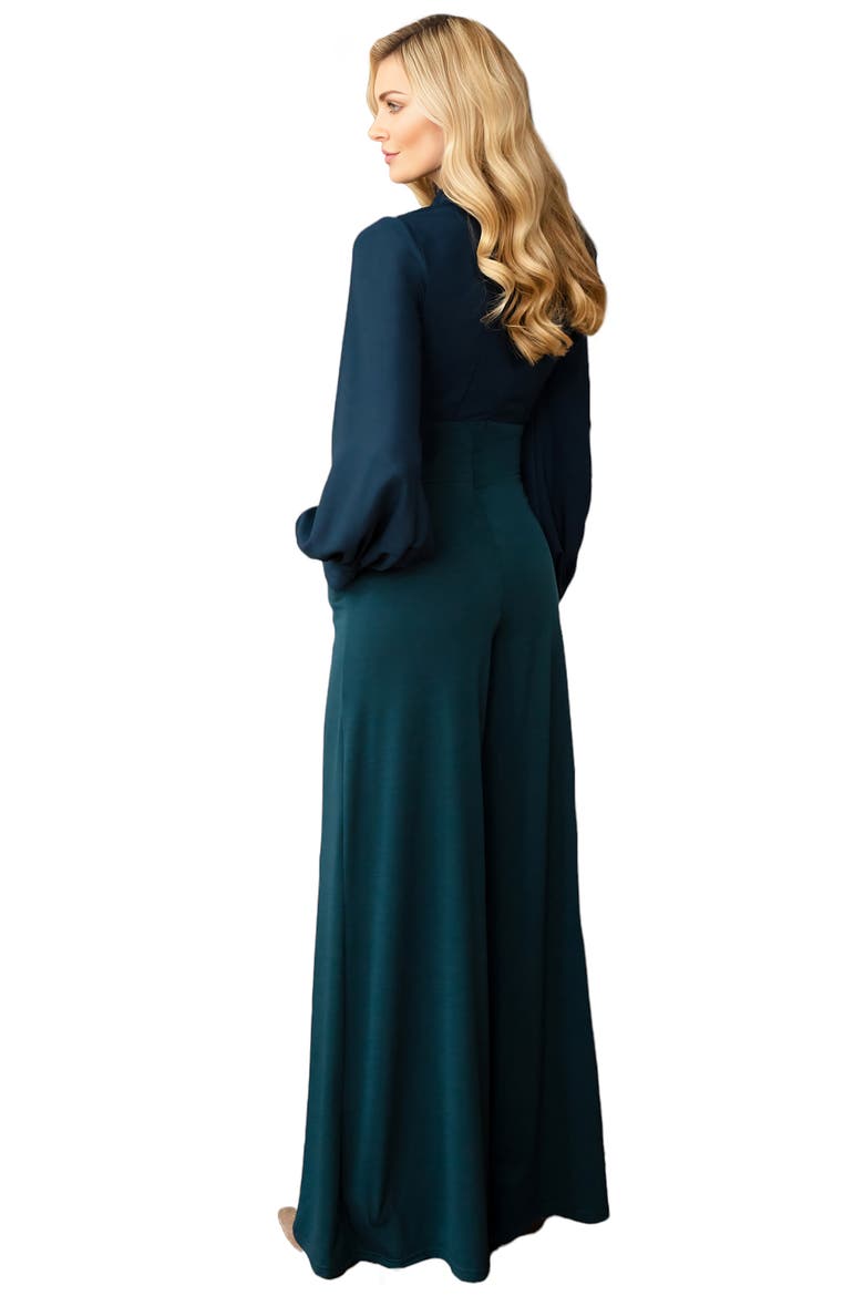 Blouson Sleeve Wide Leg Jumpsuit, Alternate, color, Woodland Teal