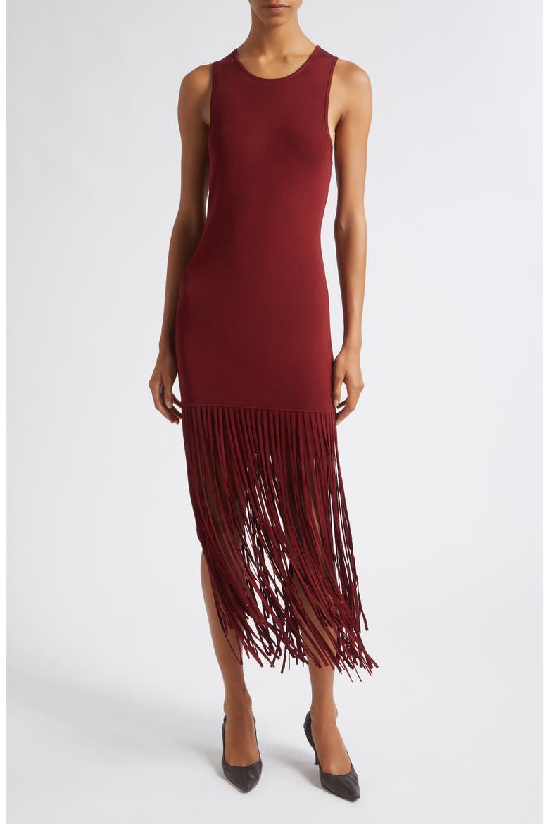 Margaux Racer Fringe Minidress, Main, color, OXBLOOD