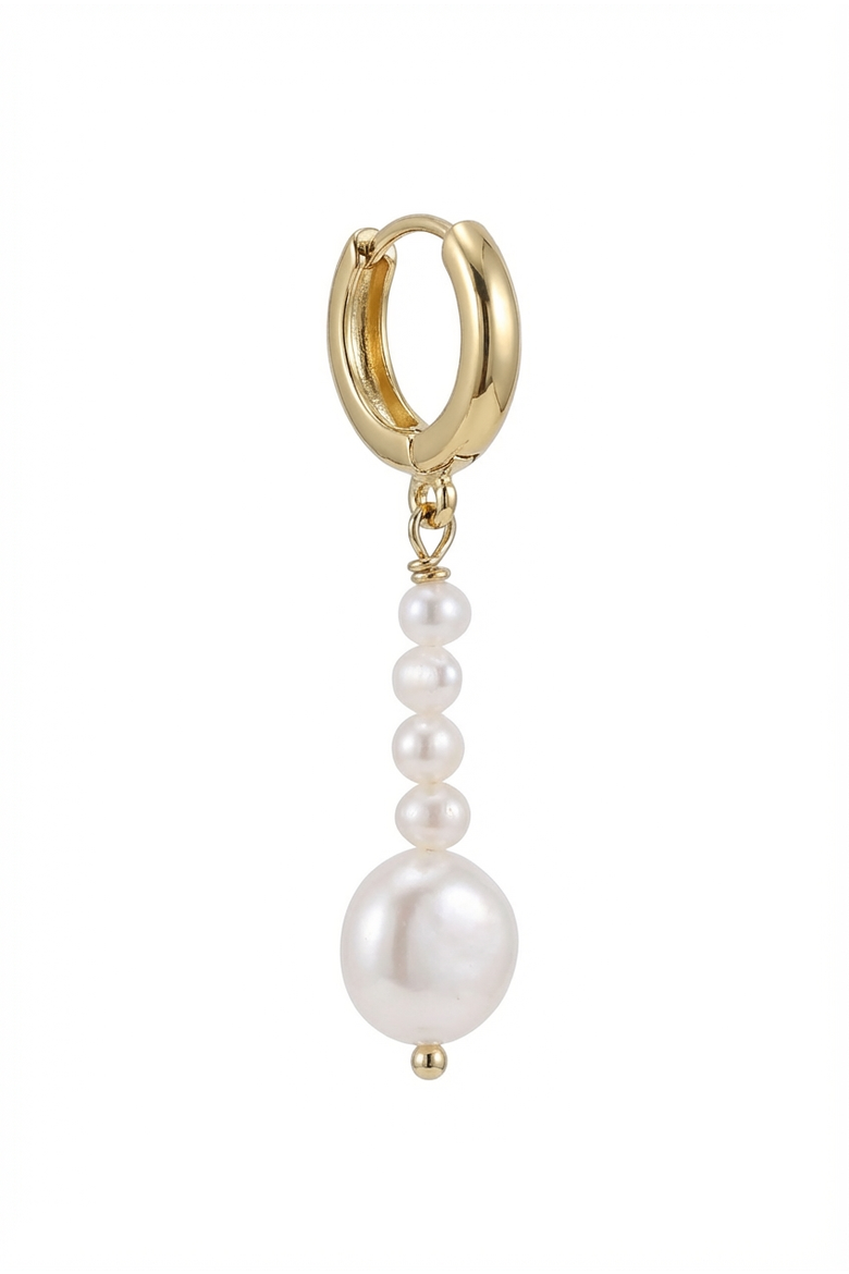 Freshwater Pearl Drop 18K Gold Plated Huggie Earrings, Alternate, color, 18K Gold Plated / White Pearl