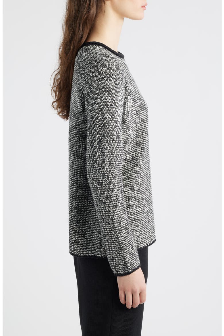 Jewel Neck Marled Knit Sweater, Alternate, color, BLACK/ SOFT WHITE