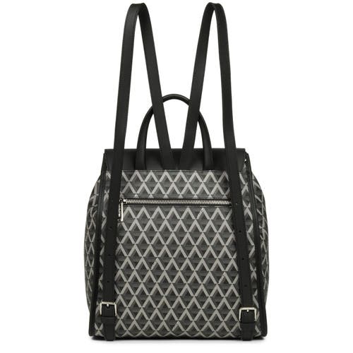 Lancaster Backpack With Flap And Snap Closure Ikon In Noir