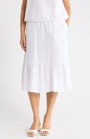 DKNY Linen Blend Midi Skirt