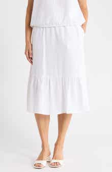 DKNY Linen Blend Midi Skirt