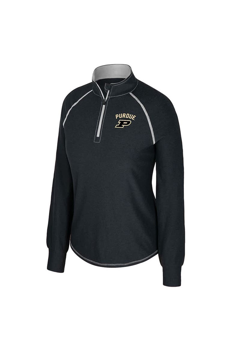 Women's Colosseum Black Purdue Boilermakers Bikram Raglan Quarter-Zip Top, Alternate, color, Black