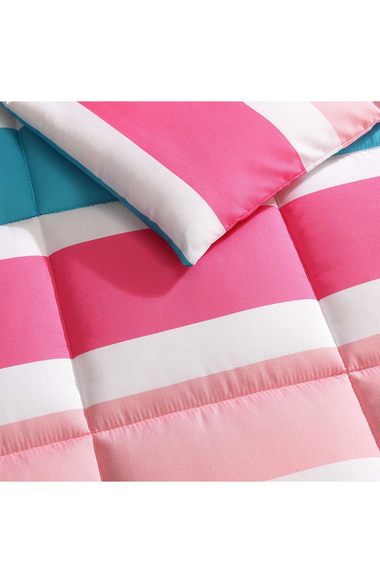 Nautica Cru Stripe Microfiber Comforter Set, Alternate, color, Rose Pink
