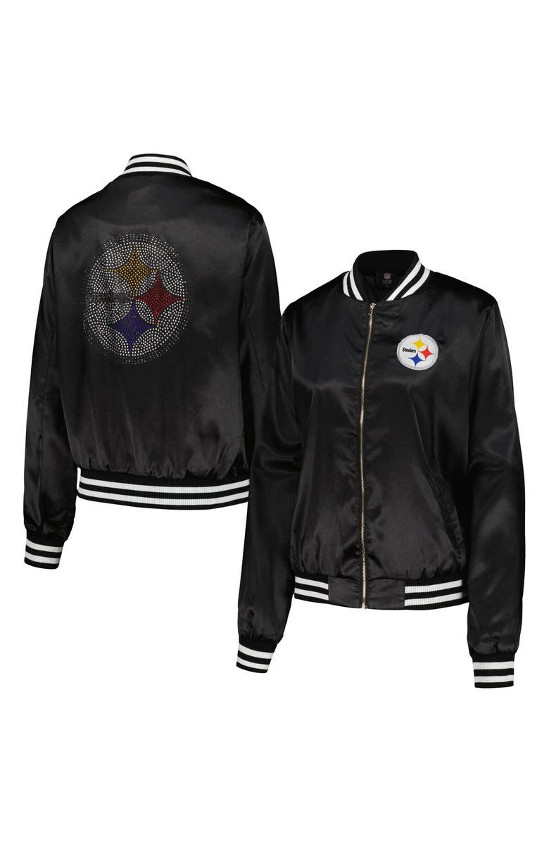 CUCE Women's Cuce  Black Pittsburgh Steelers Rhinestone Full-Zip Varsity Jacket, Main, color, 