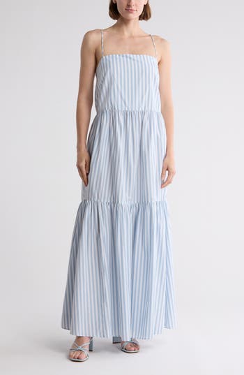 Rag & Bone Leilah Stripe Poplin Maxi Dress In Blue