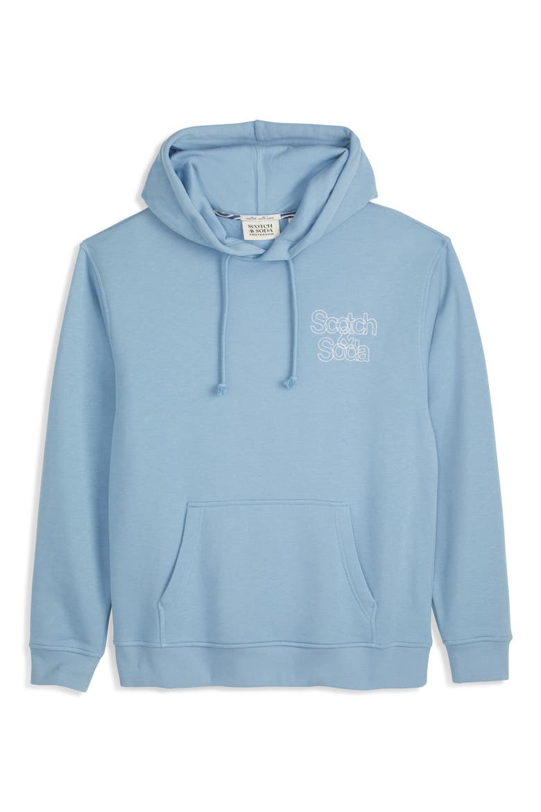Relaxed Fit Fleece Graphic Hoodie, Main, color, FADED DENIM