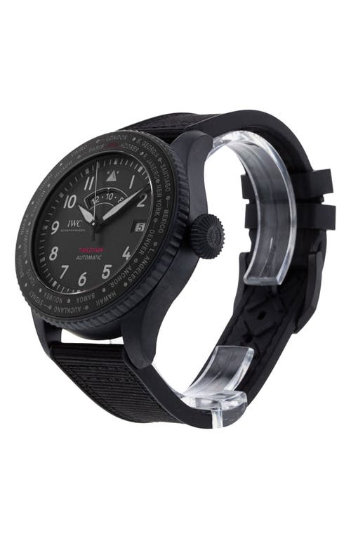 Watchfinder & Co. Iwc 2021 Pilot's Timezoner Iw395505 Automatic Rubber & Textile Strap Watc In Black