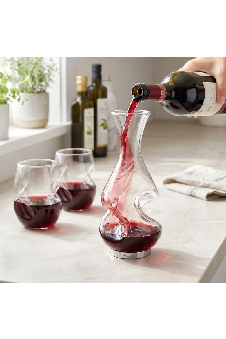 Conundrum Aerator Decanter, Half Bottle / 375 ml, Borosilicate Glass & Stainless Steel, Alternate, color, Clear