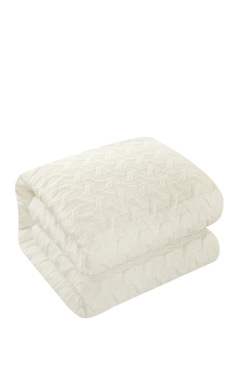 CHIC Jazmaine Embossed & Embroidered Geometric Interlaced Pattern King Comforter Set - Beige, Alternate, color,