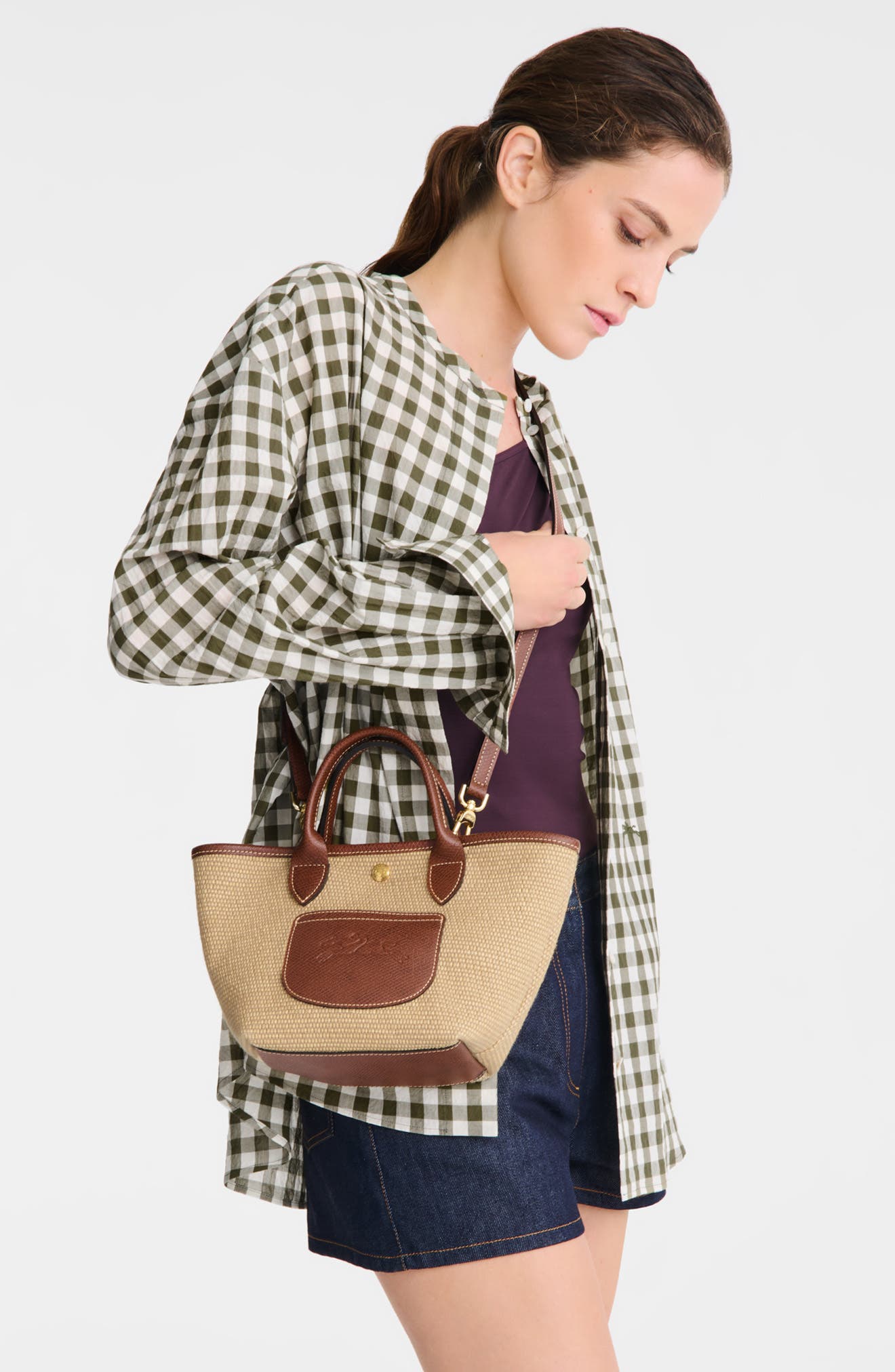 Longchamp Extra Small Le Pliage Panier Top Handle Bag, Alternate, color, Brown