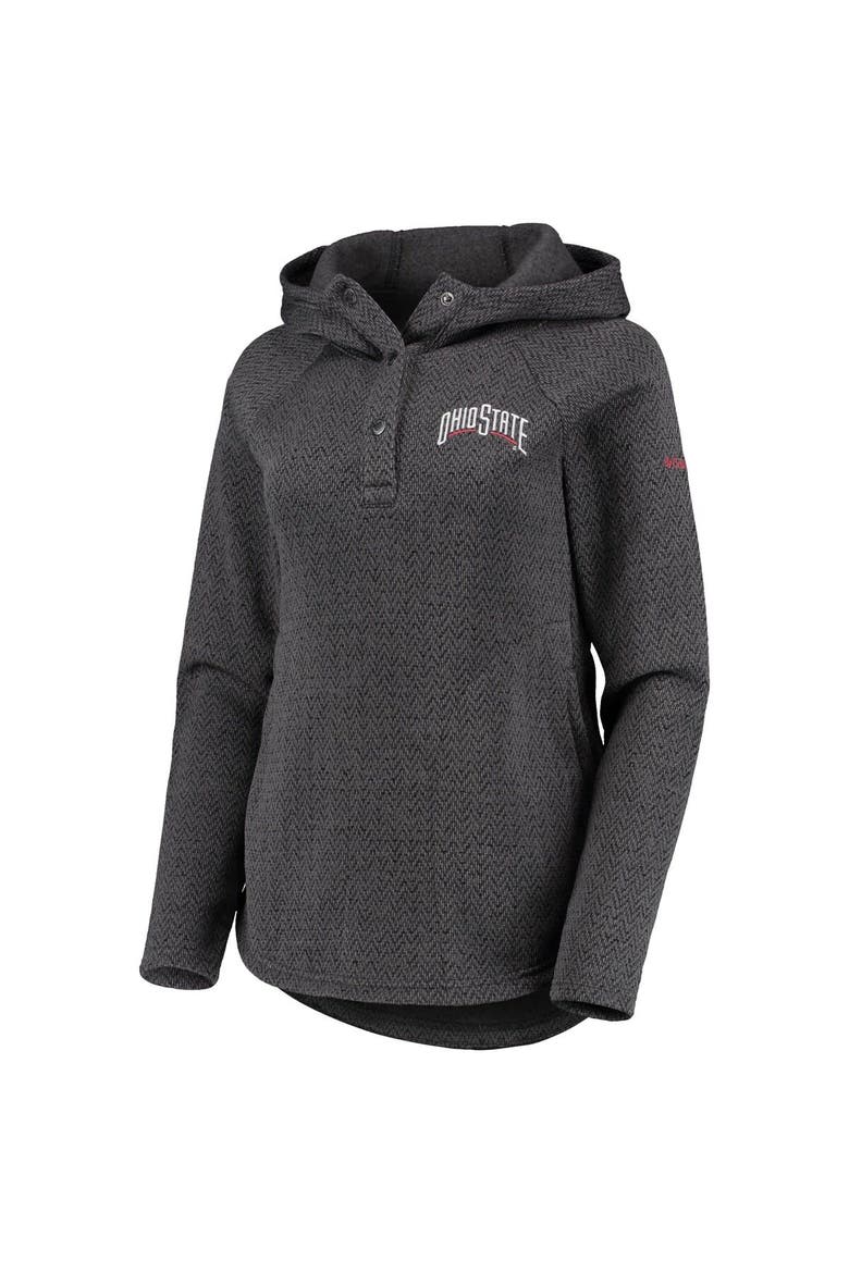 Women's Columbia Black Ohio State Buckeyes Darling Days Raglan Fleece Pullover Hoodie, Alternate, color, Black