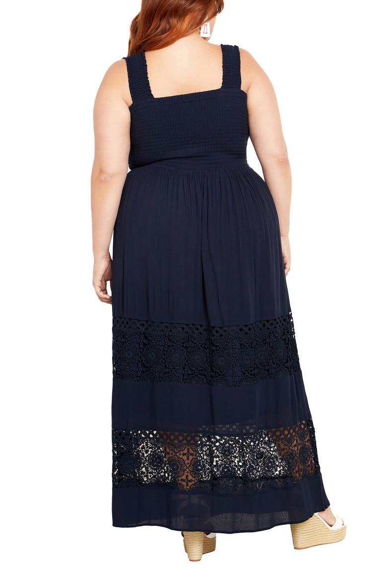 By the Beach Lace Inset Maxi Sundress, Alternate, color, NAVY
