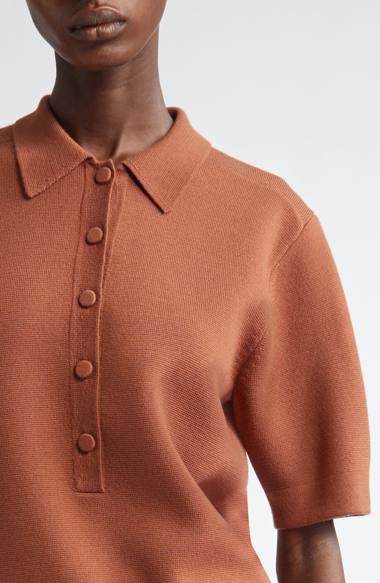 Dries Van Noten Toamsa Merino Wool Polo Sweater, Alternate, color, Light Rust