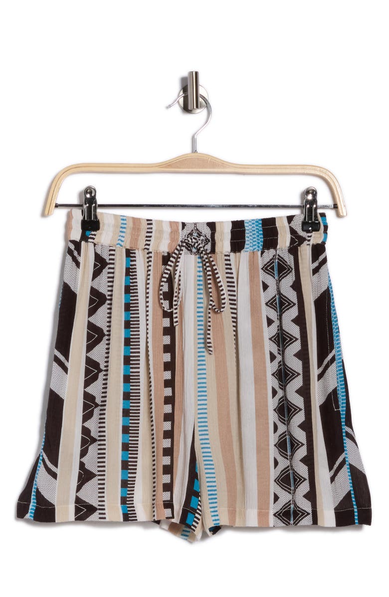 Elan Drawstring Cover-Up Shorts, Alternate, color, Neutral Aztec
