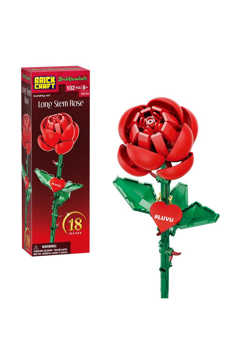 Bricktanicals Red Long Stem Rose Building Set, Main, color, Pink