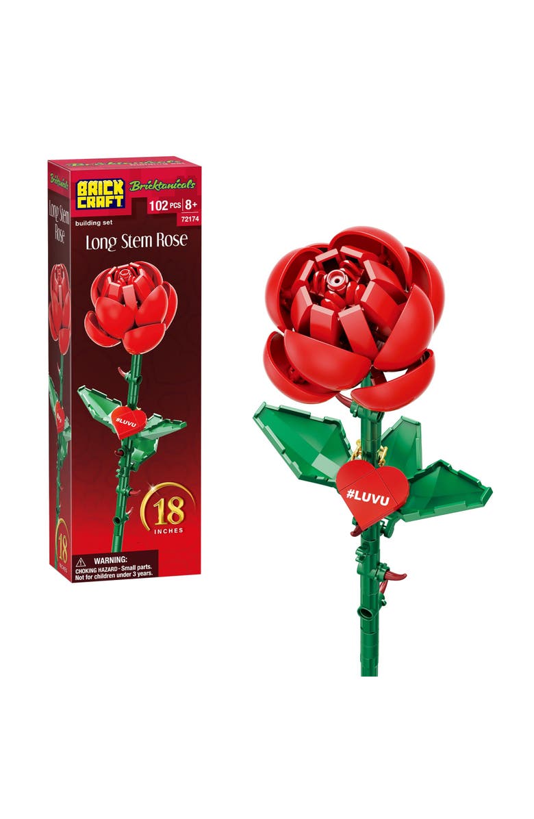 Brickcraft Bricktanicals Red Long Stem Rose Building Set, Main, color, Pink