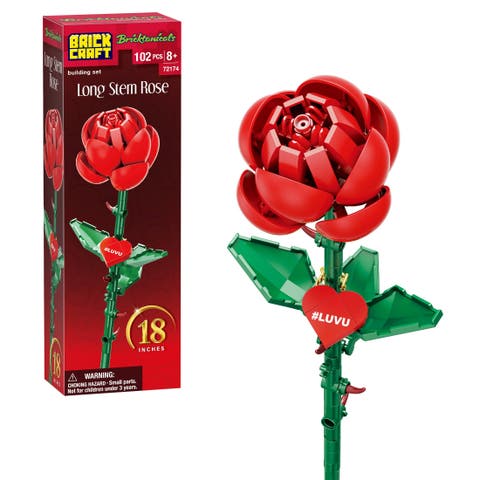 Bricktanicals Red Long Stem Rose Building Set