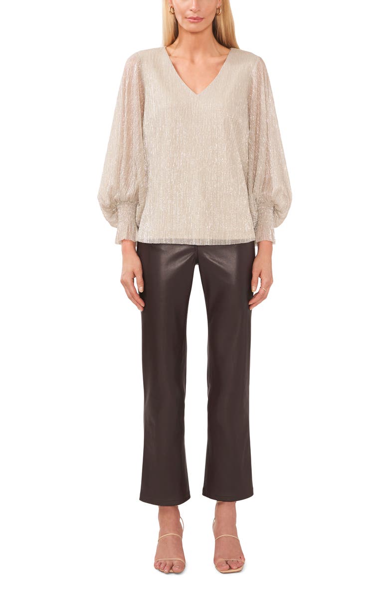 Halogen<sup>®</sup> Metallic Semisheer Bishop Sleeve Blouse, Alternate, color, 