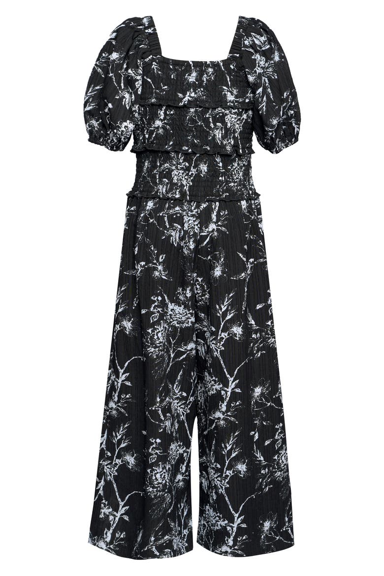Kids' Print Jumpsuit, Alternate, color, BLACK WHITE FLORAL