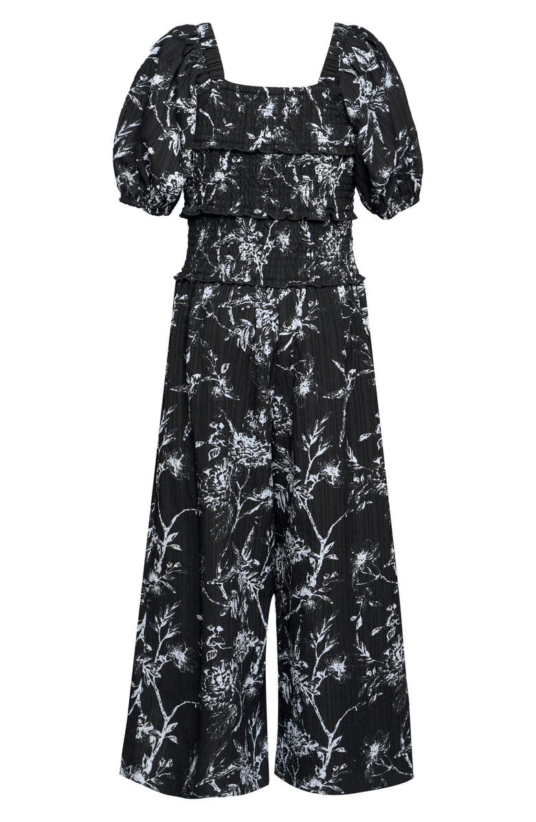 Truly Me Kids' Print Jumpsuit, Alternate, color, Black White Floral