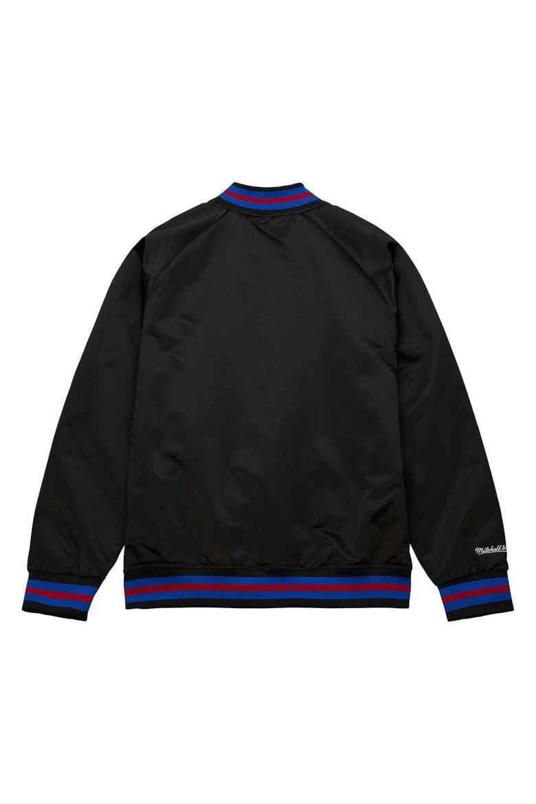 Men's Mitchell & Ness Black Philadelphia 76ers Hardwood Classics  Throwback Wordmark Raglan Full-Snap Jacket, Alternate, color, Black