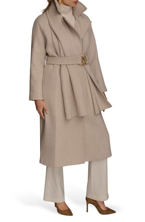 Donna Karan New York Wool Blend Coat With Scarf In Gray