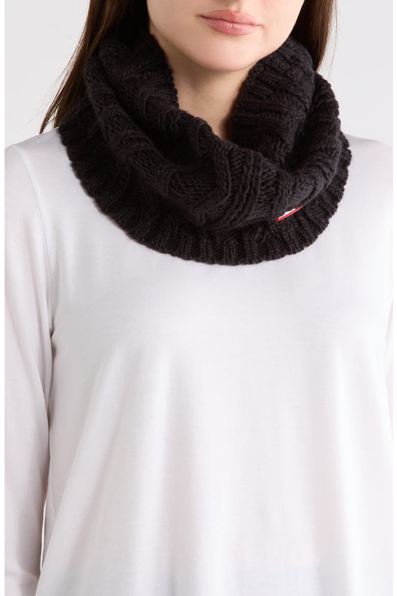 Cable Knit Fleece Lined Neck Warmer, Main, color, BLACK