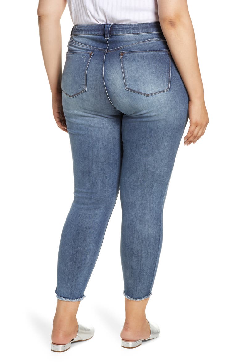 Luxe Touch Fray Hem Ankle Skinny Jeans (Nordstrom Exclusive), Alternate, color, BLUE