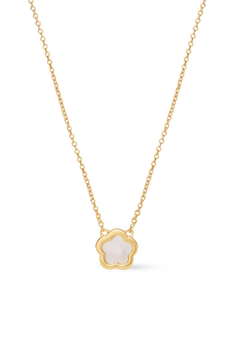 Mother of Pearl Inlay Flower Pendant - Saya, Main, color, Gold