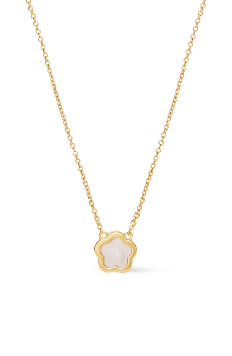 Ana Luisa Mother of Pearl Inlay Flower Pendant - Saya, Main, color, Gold