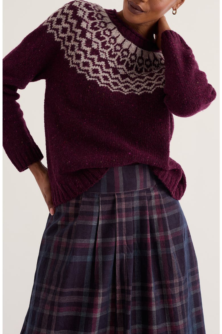 Port Kinnis Fair Isle Merino Wool Blend Sweater, Main, color, WAG TAIL DARK HELLEBORE ARAN