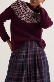 Seasalt Cornwall Port Kinnis Fair Isle Merino Wool Blend Sweater
