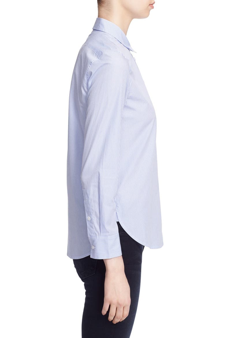 'Leema' Pocket Detail Stripe Cotton Shirt, Alternate, color, BLUE