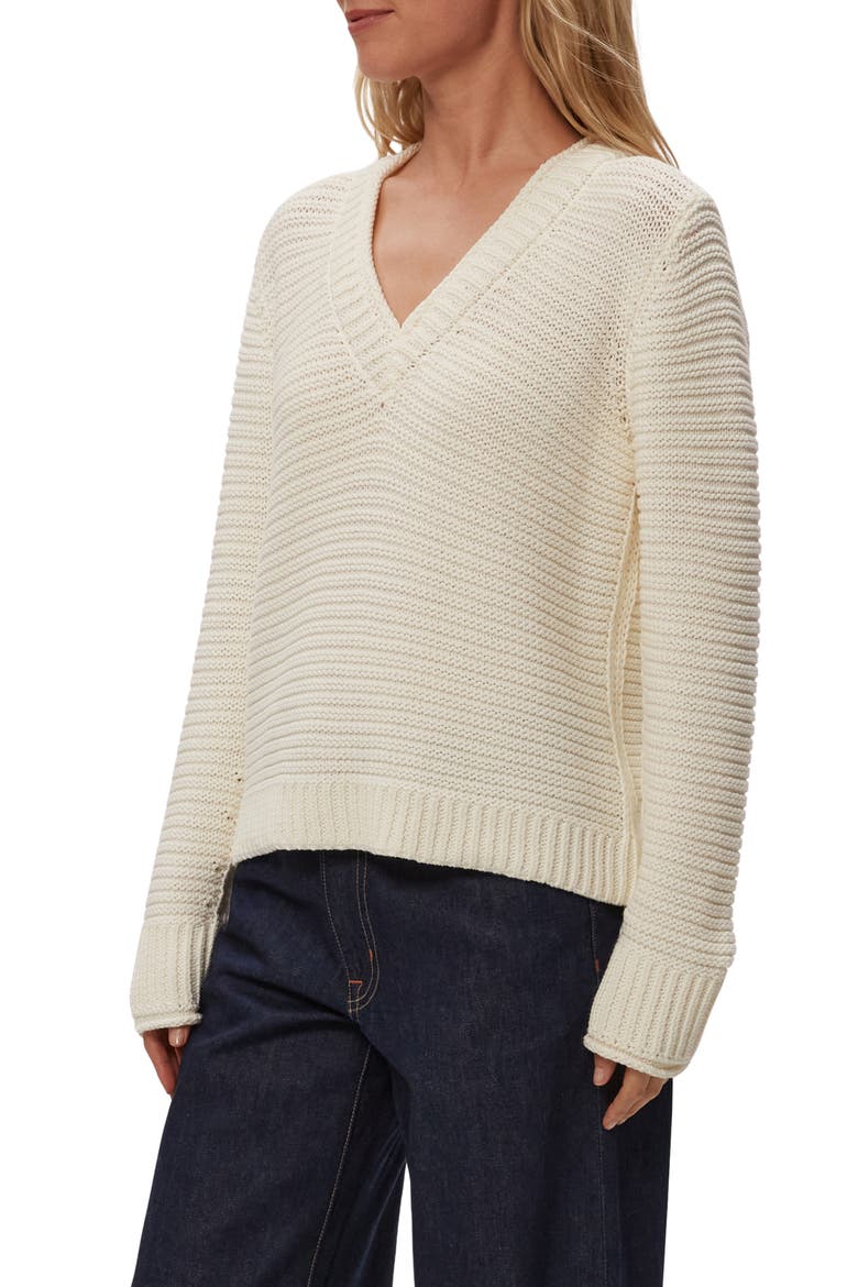 Linda Tape Yarn V-Neck Sweater, Alternate, color, IVORY