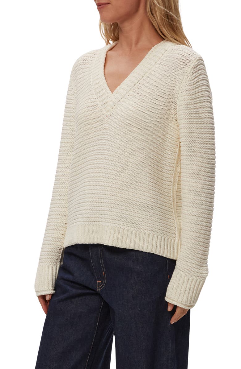 Michael Stars Linda Tape Yarn V-Neck Sweater, Alternate, color, Ivory