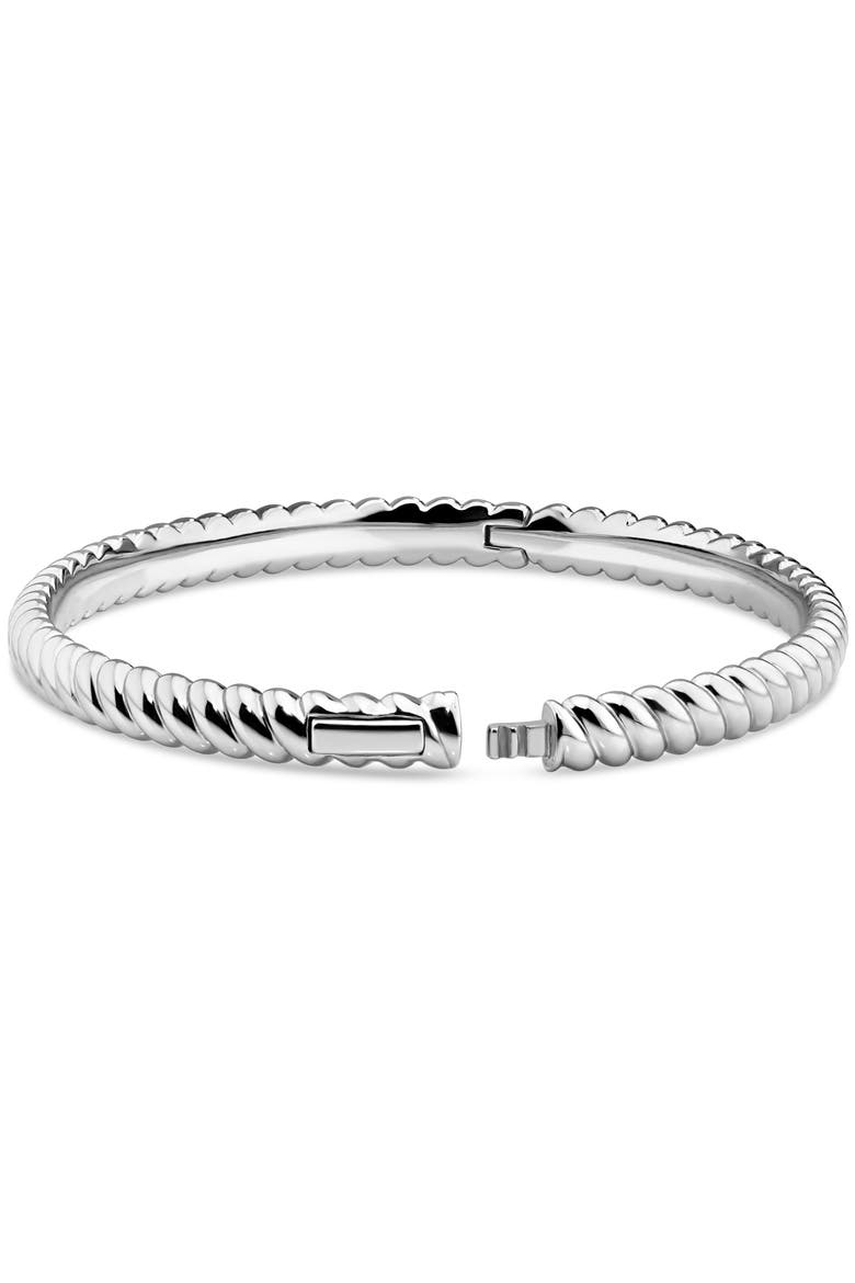 Rope Bangle Bracelet in Rhodium Plated Sterling Silver, Alternate, color, Silver