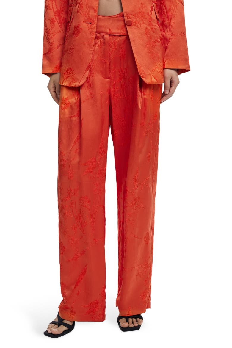 Floral Embroidery Wide Leg Pants, Main, color, ORANGE